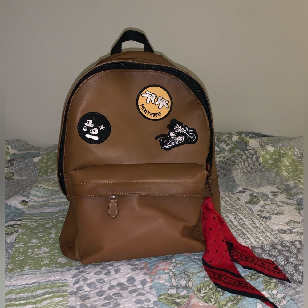 Coach Disney X Mickey Patchwork Saddle Leather Backpack